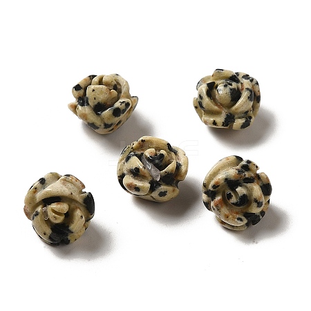 Natural Dalmatian Jasper Carved Flower Scattered Beads G-O156-B-27-1