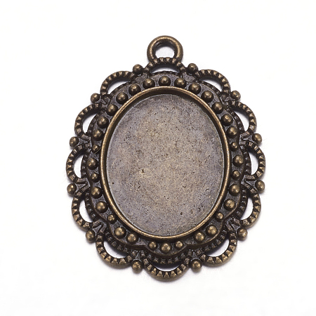 Metal Alloy Pendant Cabochon Settings X-PALLOY-A16474-AB-1