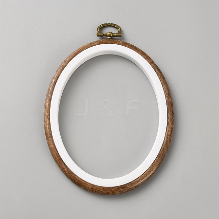 PP & PVC Plastic Imitation Wood Cross Stitch Embroidery Hoops DIY-WH20055-058B-01-1