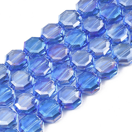 Electroplate Transparent Glass Beads Strands EGLA-N002-27-C03-1