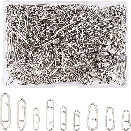 SUPERFINDINGS 180Pcs 9 Style 201 Stainless Steel High Strength Fishing Snap FIND-FH0004-42-1