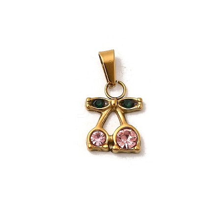 304 Stainless Steel Rhinestone Pendants STAS-Z158-07G-02-1