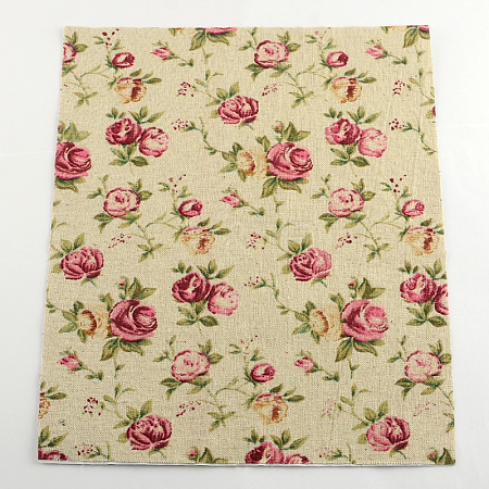 Flower Printed DIY Hemp Cloth Picture Stickers X-DIY-Q002-05E-1