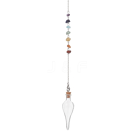 Teardrop Glass Cork Bottle Pointed Dowsing Pendulums HJEW-JM04492-1