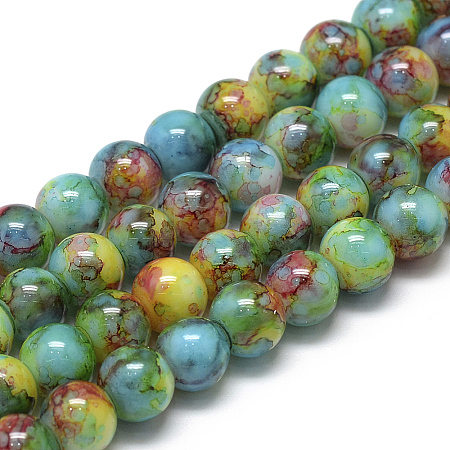 Baking Painted Glass Beads Strands X-DGLA-S115-8mm-S36-1