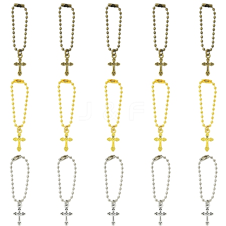 60Pcs 3 Colors Alloy Cross Pendant Decoration HJEW-YW00042-1