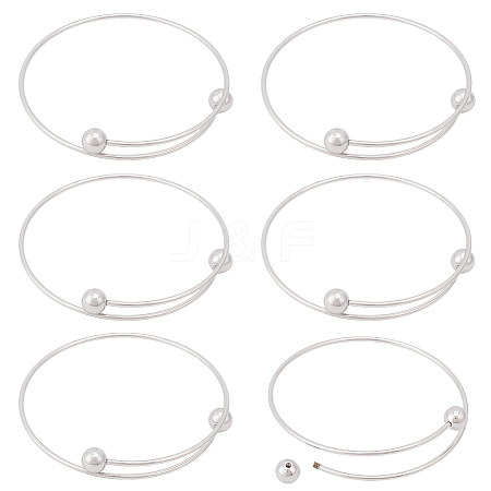 6Pcs Adjustable 304 Stainless Steel Wire Cuff Bangle Making MAK-BBC0001-24B-P-1