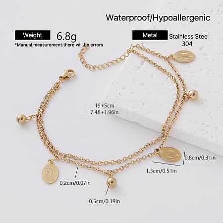 Summer Beach 304 Stainless Steel Religion Charm Anklets for Women UX9866-2-1