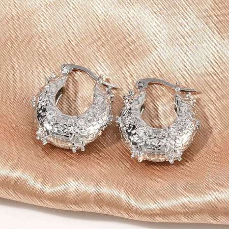 Brass Micro Pave Clear Cubic Zirconia Hoop Earrings LS-EJEW-C181-07P-1