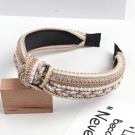 Sequin Ethnic Style Rhinestone Pearl Hair Band PW-WG10983-06-1