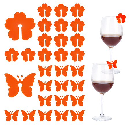 HOBBIESAY 2 Bags Flower & Butterfly Acrylic Wine Glass Charms OACR-HY0001-23A-1