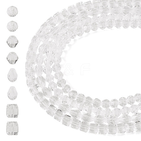 4 Strands 4 Styles Transparent Glass Bead Strands GLAA-TADJ0001-01B-1