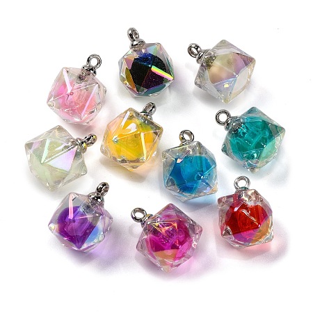 AB Color Resin Polygon Pendants RESI-U002-03-1