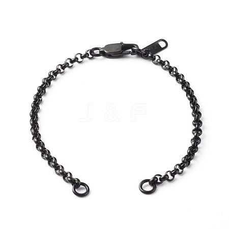 Handmade 304 Stainless Steel Rolo Chain Bracelets Making Accessories AJEW-JB01026-02-1