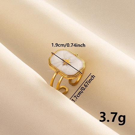 Fashion 304 Stainless Steel Enamel Cuff Ring FP2810-2-1