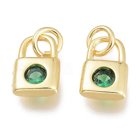 Brass Micro Pave Cubic Zirconia Charms KK-M206-32G-01-1