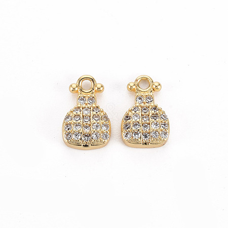 Brass Micro Pave Clear Cubic Zirconia Charms KK-S356-465-NF-1