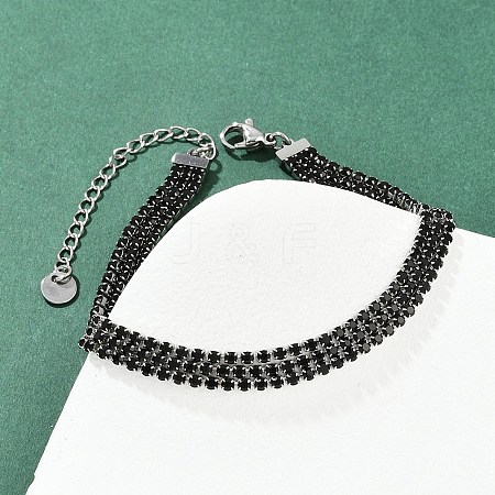 304 Stainless Steel Rhinestone Cup Chain Bracelets for Women BJEW-Z143-23P-02-1