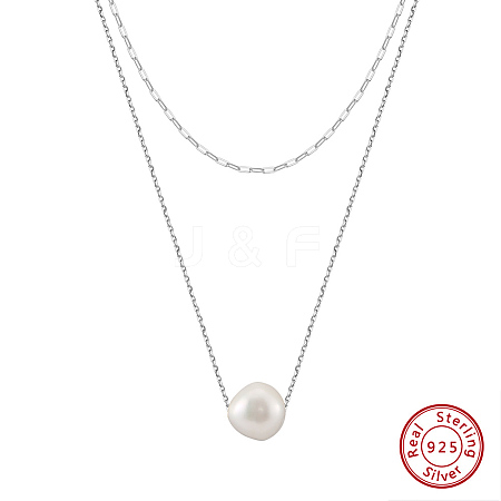 Round Natural Freshwater Pearl Pendant Necklaces NJEW-G153-03P-1