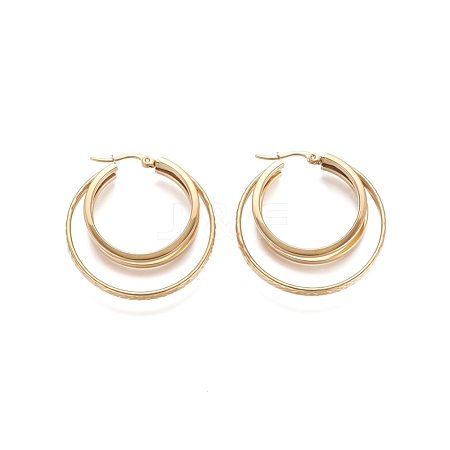 304 Stainless Steel Triple Hoop Earrings STAS-D171-30G-1