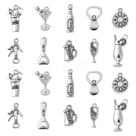 50Pcs 10 Styles Tibetan Style Alloy Pendants TIBEP-CJ0003-43-1