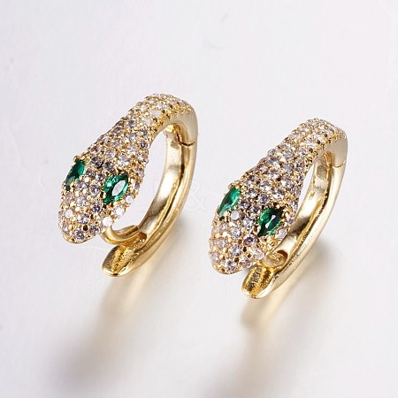 Brass Micro Pave Cubic Zirconia Hoop Earrings EJEW-F134-01G-1