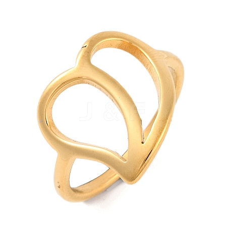 Ion Plating(IP) 304 Stainless Steel Hollow Heart Finger Rings for Women RJEW-S414-34B-G-1