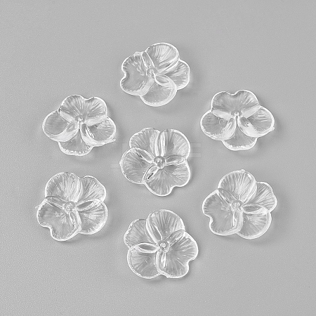 4-Petal Transparent Acrylic Beads TACR-R135-01-1