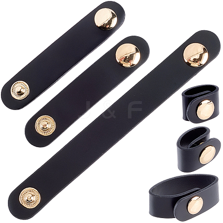 6Pcs 3 Styles Cowhide Leather Cable Straps with Golden Metal Snap Button FIND-CL0001-73B-1