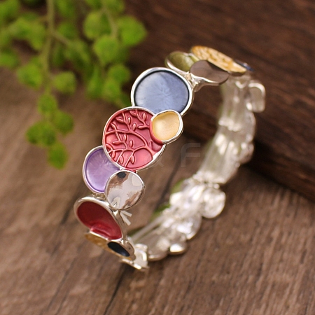 Round Tree of Life Enamel Stretch Bracelets PW-WG79438-02-1