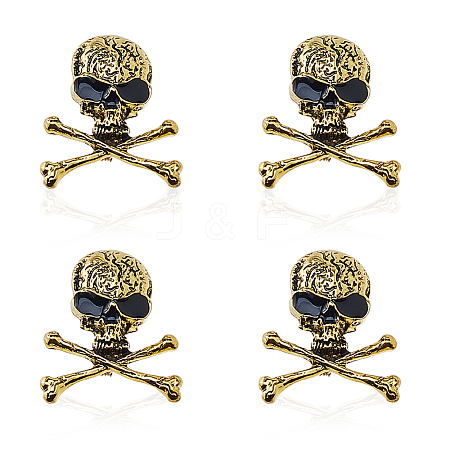 4Pcs Skull Zinc Alloy Brooches for Backpack Clothes JEWB-FH0002-04AG-1