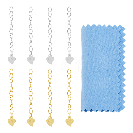 8Pcs 2 Color 925 Sterling Silver Extender Chains STER-FI0001-03-1