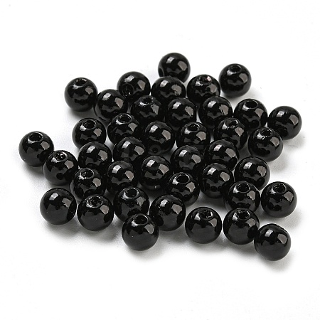 ABS Plastic Imitation Pearl Round Beads MACR-S789-6mm-46-1