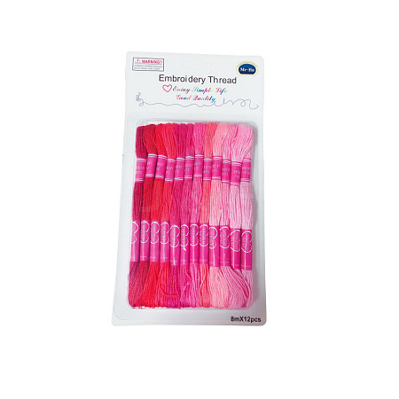 12 Skeins 12 Colors 6-Ply Polyester Embroidery Floss PW-WG76902-06-1