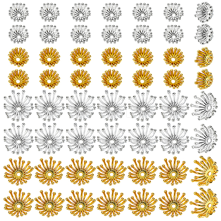 120Pcs 4 Styles Alloy Bead Caps FIND-PH0028-64-1