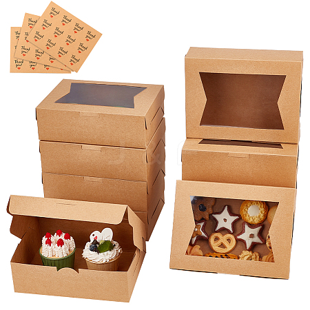 20Pcs Rectangle Kraft Paper Storage Gift Boxes with Clear Visible Window CON-BC0007-42-1-1