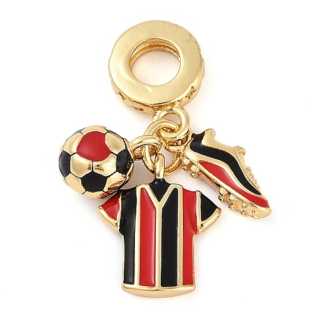 Rack Plating Brass Enamel Sports European Dangle Charms KK-P287-35A-G-1