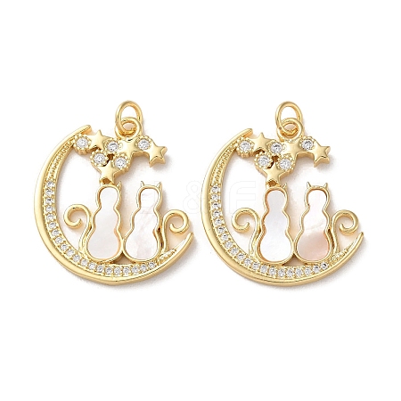 Brass Micro Pave Clear Cubic Zirconia Pendants KK-B083-34D-G-1