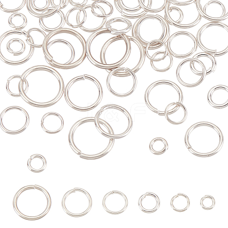 BENECREAT 10 bags 6 sizes 925 Sterling Silver Jump Rings STER-BC0002-05-1