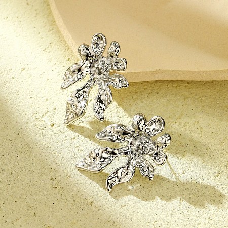 304 Stainless Steel Flower Stud Earrings for Women EJEW-U023-08P-1