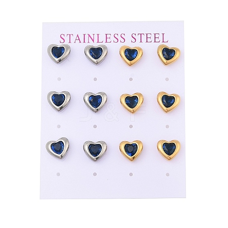 Ion Plating(IP) 304 Stainless Steel Heart Stud Earrings EJEW-C099-13PG-04-1