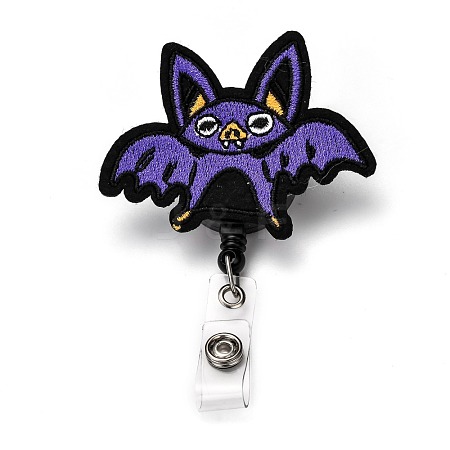 Halloween Bat Felt & ABS Plastic Badge Reel AJEW-I053-24-1