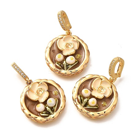 Brass Micro Pave Cubic Zirconia Pendents KK-R212-03G-03-1