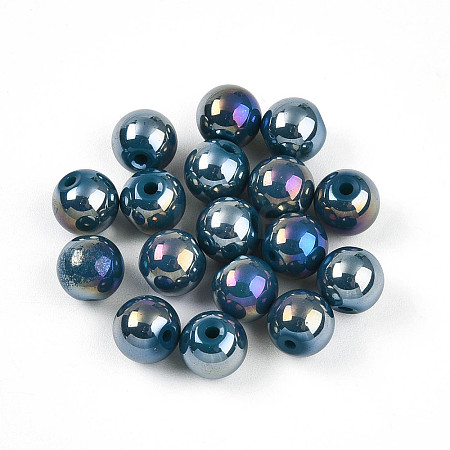 Electroplate Pearlized Glass Pearl Beads EGLA-T021-14B-03-1