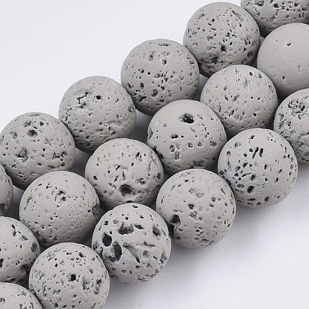 Spray Painted Natural Lava Rock Beads Strands X-G-N0324-C-02-1