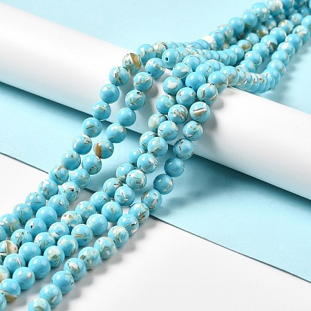 Synthetic Turquoise and Sea Shell Assembled Beads Strands G-D482-01A-07-1