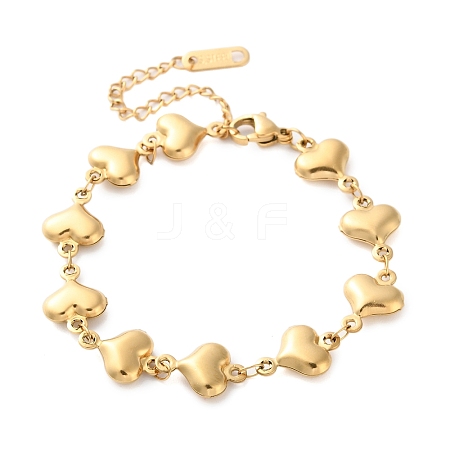 Stainless Steel Heart Link Chain Bracelets for Women BJEW-Z076-04G-1