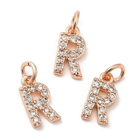 Brass Micro Pave Grade AAA Cubic Zirconia Charms ZIRC-P067-11RG-R-NR-1