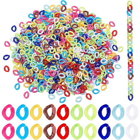 1000Pcs 10 Colors Opaque Acrylic Linking Rings OACR-PH0001-91-1
