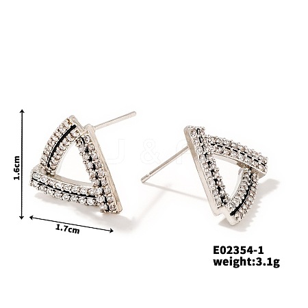 Elegant Hollow Triangle Diamond Stud Earrings for Women Trendy Fashion BG4939-1-1